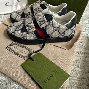 NWT Toddler Gucci Ace Sneakers - blue and grey GG supreme